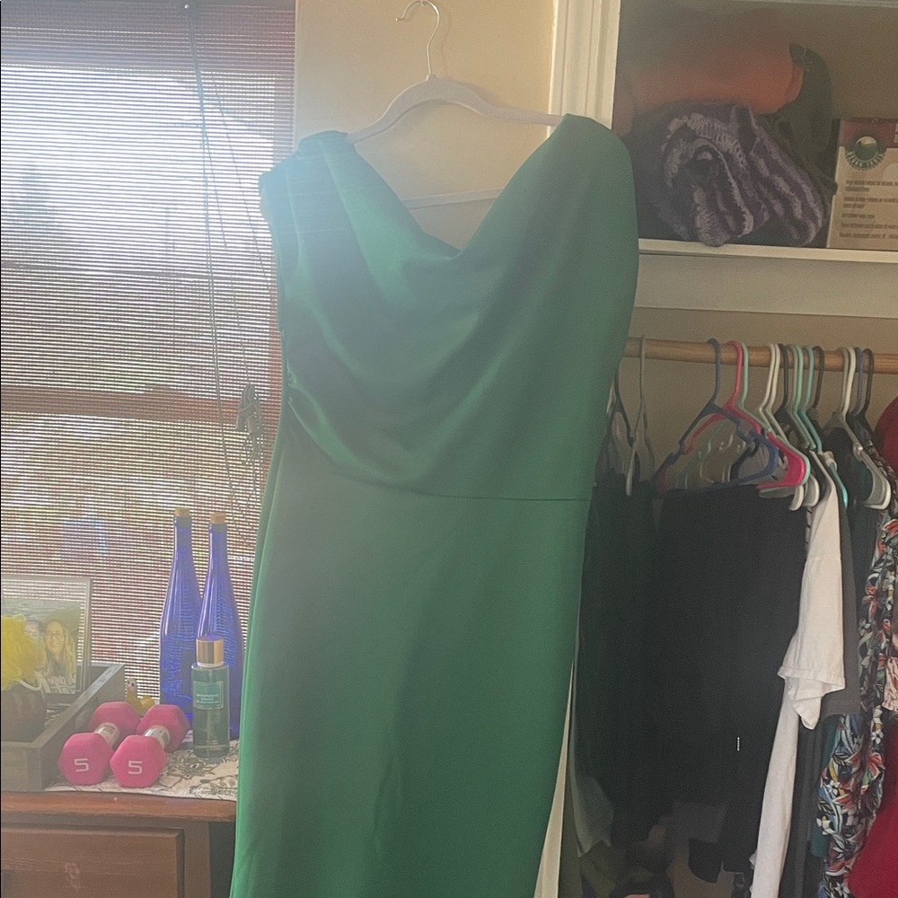 Elegant Green Cowl Neck Women's Dress